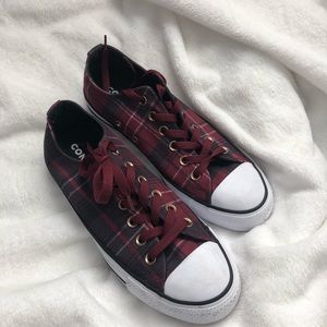 New! Burgundy Plaid Converse